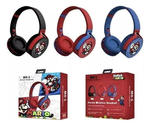 Fone De Ouvido Bluetooth Super Mario Sem Fio Divertido Cor Vermelho Cor Da Luz Vermelho