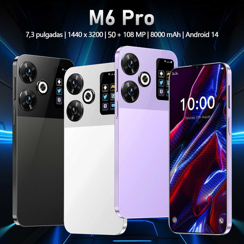 Smartphones M6 Pro Celular Dual Sim 256gb 8gb Ram Android 14 Batería 8000mah