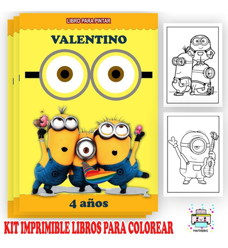 Kit Imprimible Librito  Pintar Colorear Los Minions