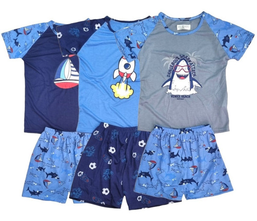 Pack 3 Pijamas Niño Manga Corta Algodón  