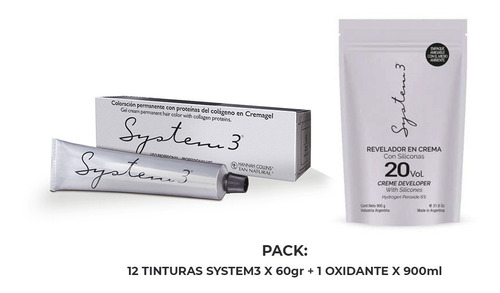 Tintura System-3 X60grs Hanna Collins X12 Unid +1 Oxidante 