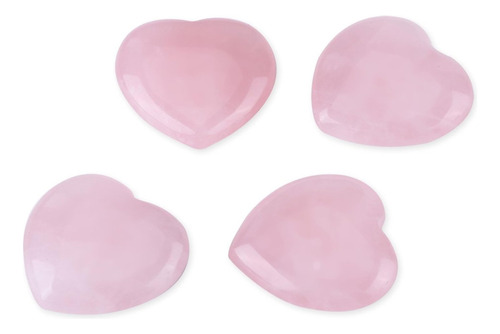 4piezas De Cuarzo Rosa Tallado En Forma De Corazón Rosa