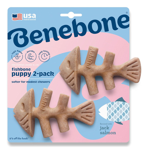 Benebone Puppy Fishbone Dog Chew Toys, Más Suave Para Mastic