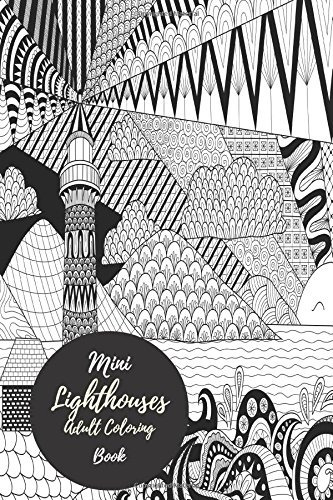 Mini Lighthouses Adult Coloring Book Travel To Go, Small Por