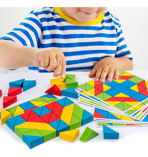 Bloques De Rompecabezas Triangulares De Madera Para Niños Pe