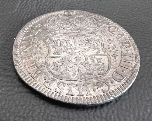 Moneda 2 Reales Columnaria Plata Original 1767 México Mo