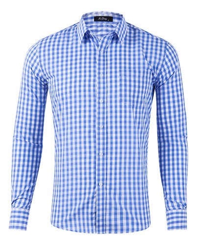 Camisa Casual De Algodón A Cuadros A Cuadros Para Hombre Con