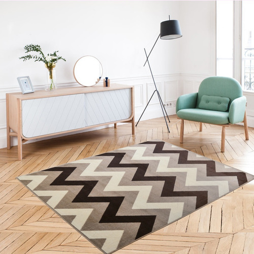 Imagen 2 de 7 de Alfombra Carpeta 150x200 Zig Zag Nordica Escandinava Tierra
