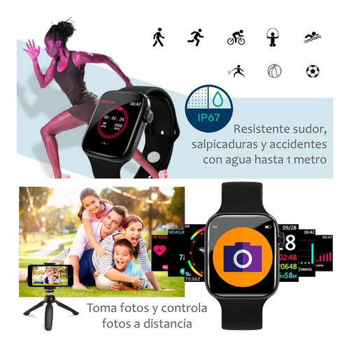 Imagen 3 de 6 de Reloj Smartwatch Vak F9 Ip67 Metal Apple Health Pasos Calori