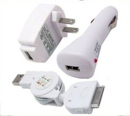 Kit 3en1 Cargador iPhone iPod Touch Nano Classic Usb Pared