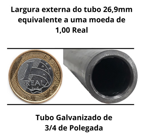 Kit 2 Tubo Galvanizado 3/4 X 60cm Chumbar Pia +1 Massa Ibere