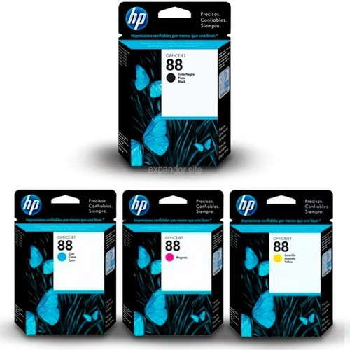 Cartucho Tinta Original Hp 88 Set 4 Colores Sin Caja