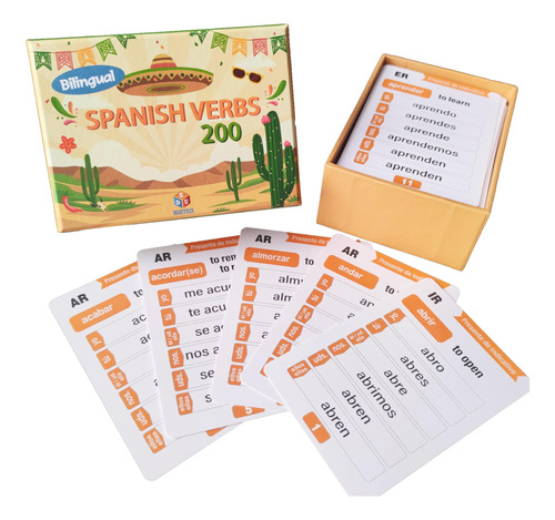 Tarjetas Verbos Bilingües En Español E Inglés Con Conjugació