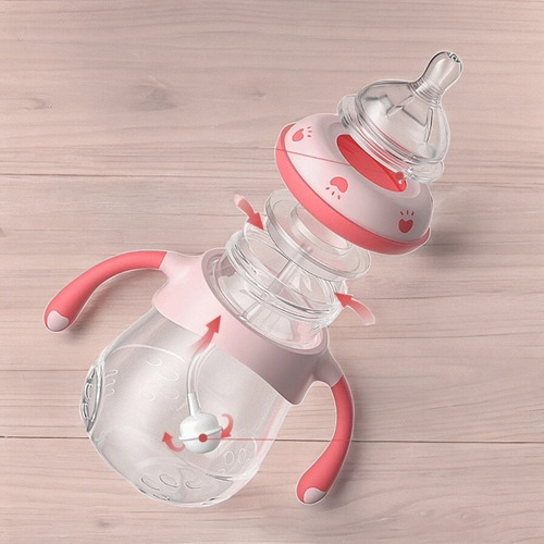 Mamila Biberon Entrenador Anticolicos Bebe 300 Ml 10 Oz Rosa Liso