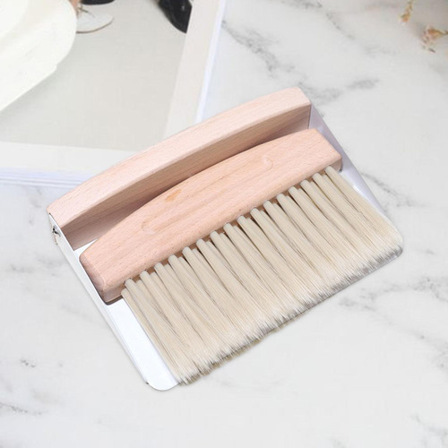 C-f Mini Recogedor Con Mango De Madera, Cepillo Cerdas De