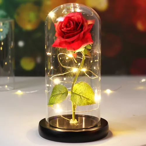Rosa Eterna Artificial E Luz Led Em Cápsula De Vidro Para Pr | Parcelamento  sem juros