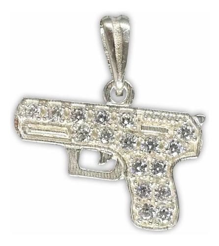 Dije De Plata .925 Pistola Con Zirconia.