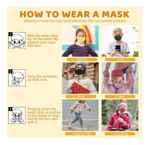 X100 Mascarillas Niño Con Diseño Kn95 5pliegues Reutilizable