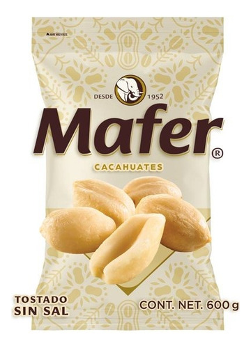 3 Pza Cacahuate Mafer Tostado Sin Sal De 600 G