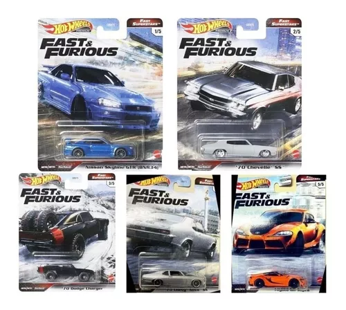 Kit 5 carrinhos hot wheels velozes e furiosos 2021