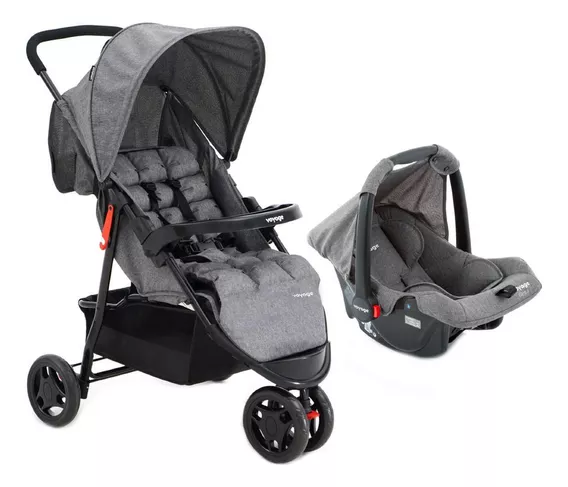 Carrinho de bebê 3 rodas Voyage CAX00678 Travel system Delta cinza-grid com chassi de cor preto