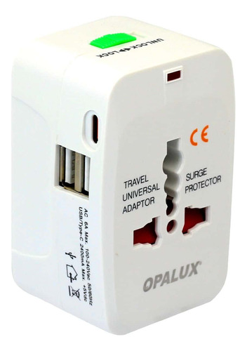 Adaptador Enchufe Múltiple 2 Entradas Usb + 1 Tipo C Op-931e