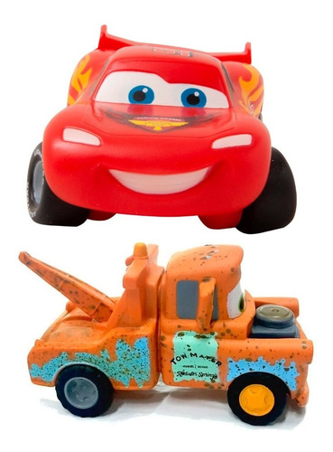 Cars Rayo Mcqueen Y Mater Vehiculo Soft Rueda Libre 15 Cms