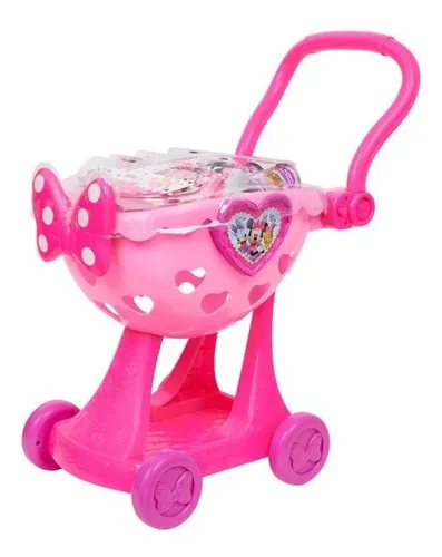 Juguete Carrito De Compras Minnie Mouse Mimi Rosa De Super