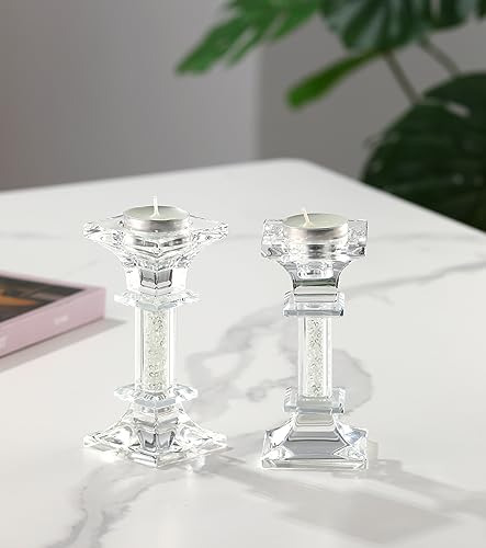 Juego 2 Portavelas Cristal Pequeños Vela Cónica 13.46cm Tran