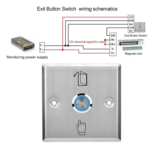 ZOUCY Bot/ón de Salida de Acero Inoxidable Interruptor de presi/ón Sensor de Apertura de Apertura de Sensor de Puerta para Cerradura magn/ética Control de Acceso Protecci/ón de Seguridad para el hogar