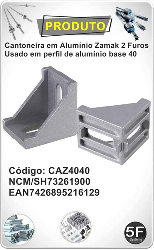 Imagem 2 de 10 de Cantoneira Em Alumínio Zamak 40x40 Pack 12 Peças