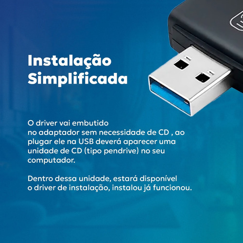 Adaptador Placa De Rede Wifi Usb 2.4 E 5ghz 1300 Mbps Turbo