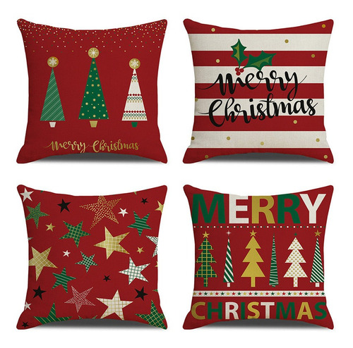 Juego De 6 Fundas De Cojín De Lino Para Navidad.