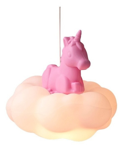 Luminária Pendente Lustre Unicórnio Na Nuvem De Teto Bivolt