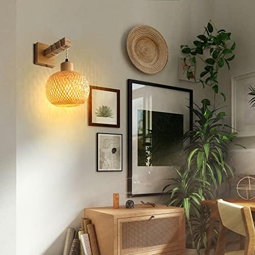 Aplique De Pared De Ratán - Lámparas De Ratán Frideko Para D