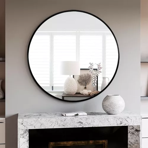 Chende Espejo redondo para decoración de pared, espejo decorativo grande  con marco, espejo de sala de estar