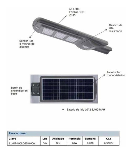 Luminaria Suburbana Led Alumbrado Público Solar 60w. Complet