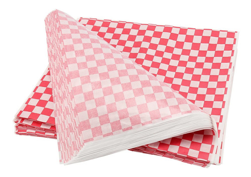 Manchap Hoja Papel Delicatessen Cuadro Rojo Blanco Para