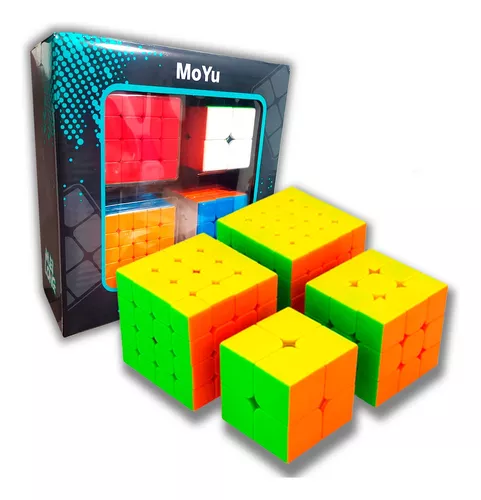 Kit Cubo Mágico Profissional MoYu Carbon 2x2, 3x3 E Pirâmide