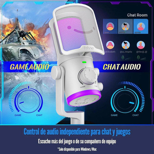 Micrófono Fifine Ampligame Am6 Rgb Usb Cardioide - White