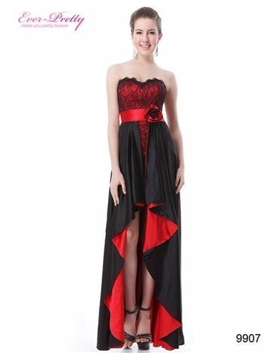 Vestido De Fiesta- Egreso Rojo-negro Talle M (mod.10)