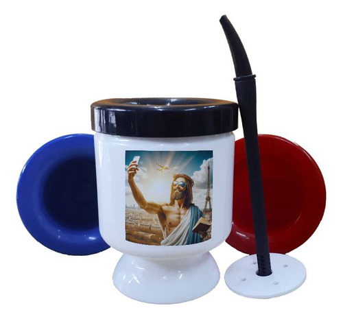 Mate Plastico Jesus Vacaciones Francia Divertido Santo