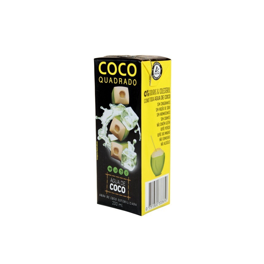 Água de Coco Esterilizada Coco Quadrado Caixa 200ml