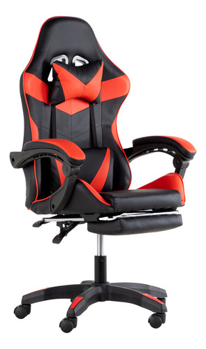 Silla de escritorio Kingshouse GAMERRED gamer ergonómica  negra y roja con tapizado de cuero sintético