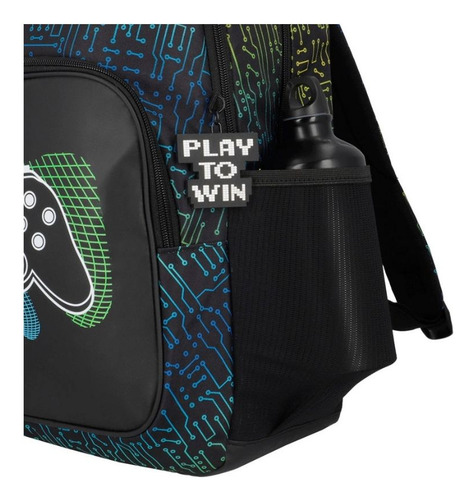 Mochila Xtrem Hopper Negra Gamer Urbana Escolar Reforzada Color Negro Diseño De La Tela Liso