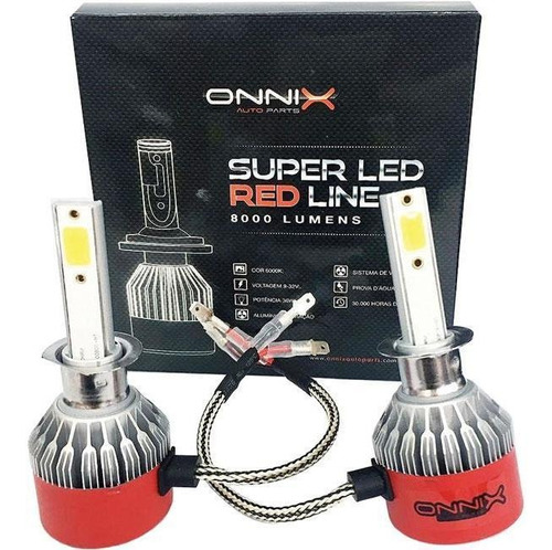 Kit Lâmpada Led Red Line H1 12v 36w 8000 Lumens 6000k Onnix