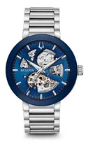 Comprar Reloj Bulova Automatic 96a204 Original E-watch Color De La Correa Plateado Color Del Bisel Azul Color Del Fondo Skeleton