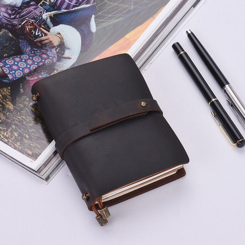 Caderno De Couro Portátil Para Diário De Viagem