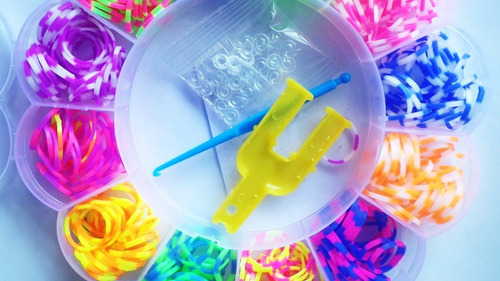 24 Kits Ligas Tejer Pulsera Bisutería Llavero Joyería Niñas