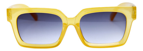 Lentes De Sol Transparentes Basic Power Para Mujer Diseño Cuadrado Amarillo Con Mica Degradada Protección Uv Moda Elegante Y Funda Incluida Plástico Premium